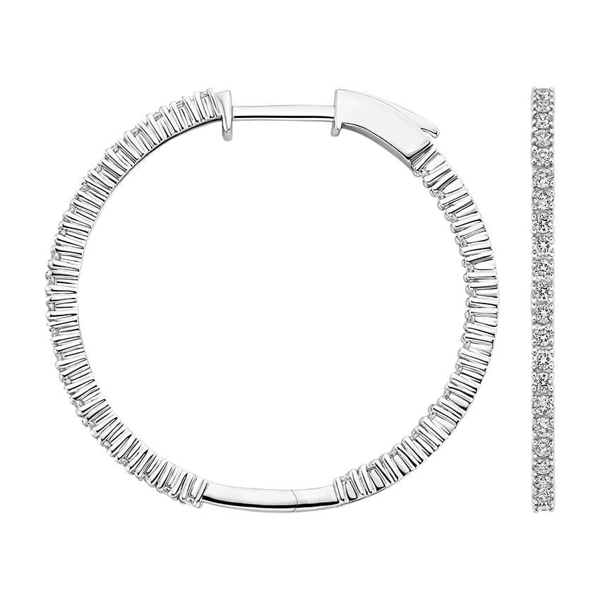 Moderno Orecchini a cerchio in oro bianco Inside Out Diamonds 14K (o 18k su richiesta) in vendita