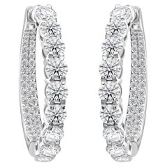 Boucles d'oreilles créoles « Inside Out » 3,25 carats Boucles d'oreilles créoles en diamant naturel, en or blanc 14 carats
