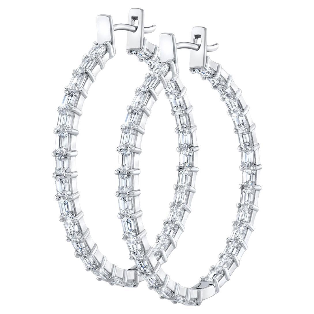 Inside Out Hoop Earrings with Emerald Diamonds.  D11.00ct.t.w. For Sale