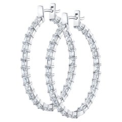 Inside Out Hoop Earrings with Emerald Diamonds.  D11.00ct.t.w.