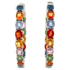 Inside-Out Hoop Earrings with Vibrant Multi-Color Sapphires