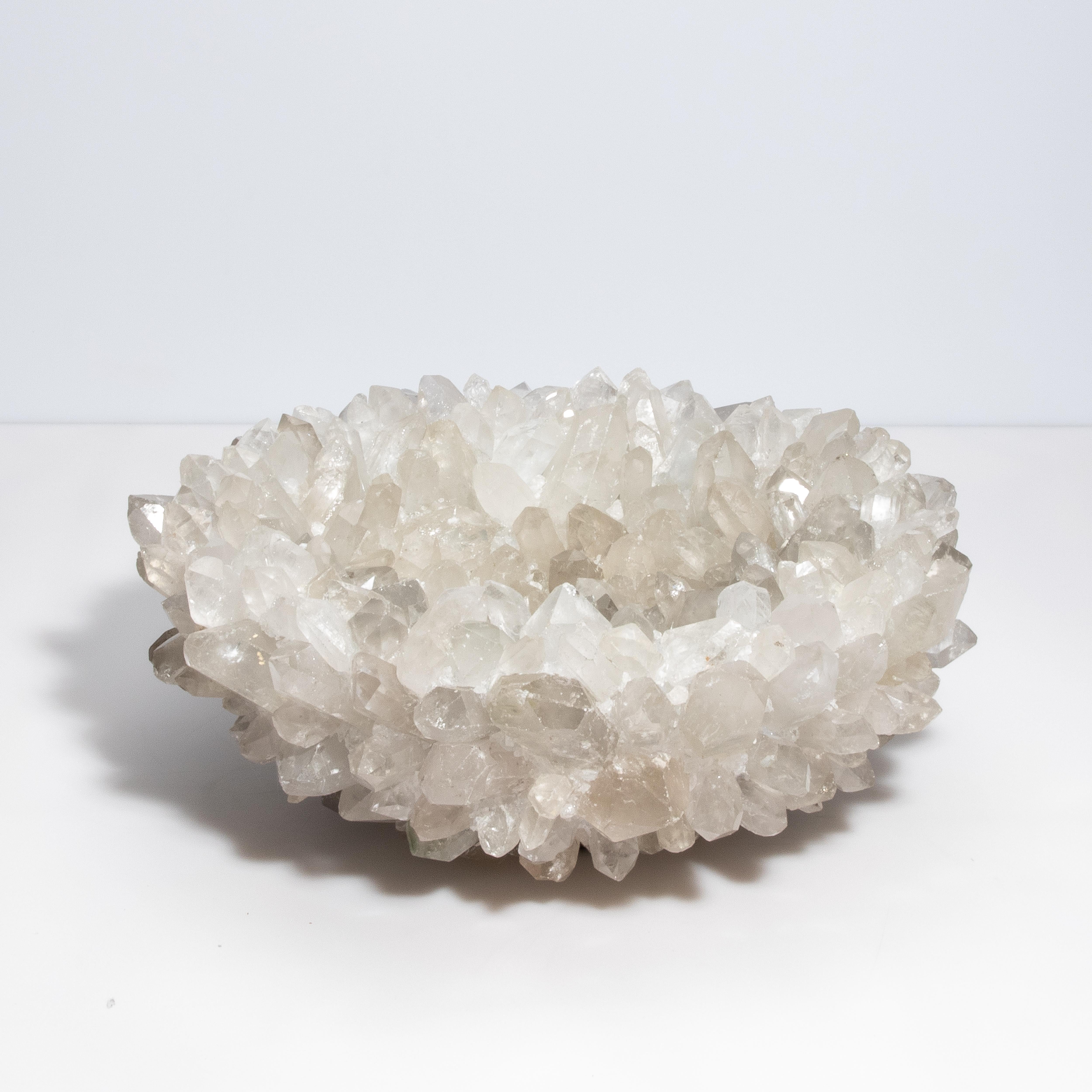 Modern Inside-Out Large Bowl in Clear Quartz