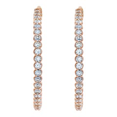 Inside-out large diamond 14k rose gold hoops