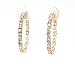 "Inside-Out" Natural Diamond Hoop Earrings in 18k Yellow Gold, 1.34 Carats Total