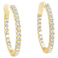"Inside-Out" Natural Diamond Hoop Earrings in 18k Yellow Gold, 1.34 Carats Total