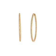Inside - Out Prong Set 2.02 Carat Diamond Hinged Clip Hoop Earrings in 18K Gold