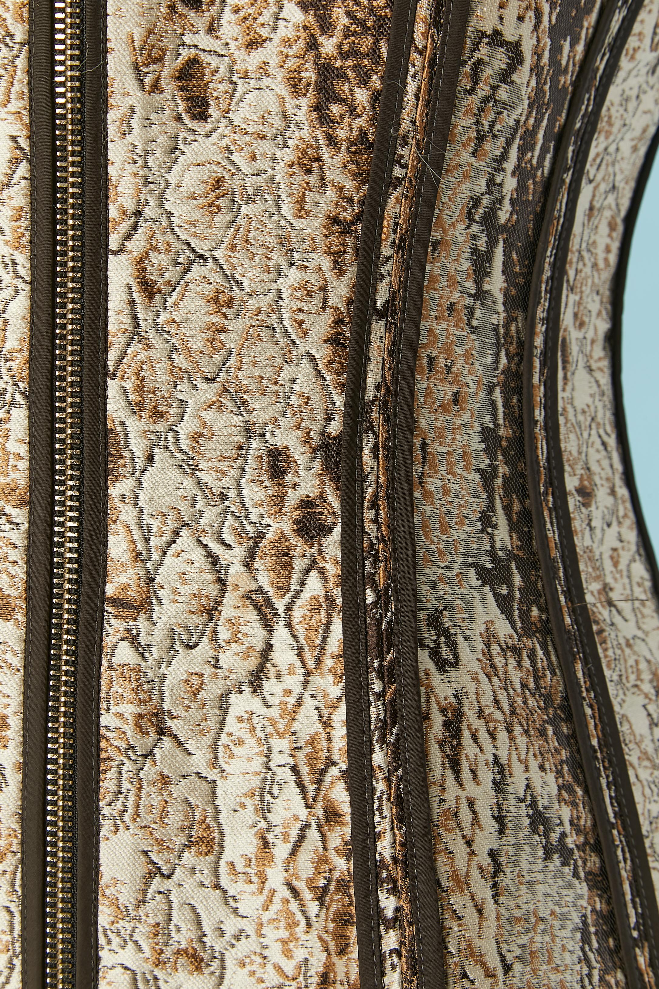 Brown Inside out sleeveless cocktail dress with snake pattern CH Carolina Herrera For Sale