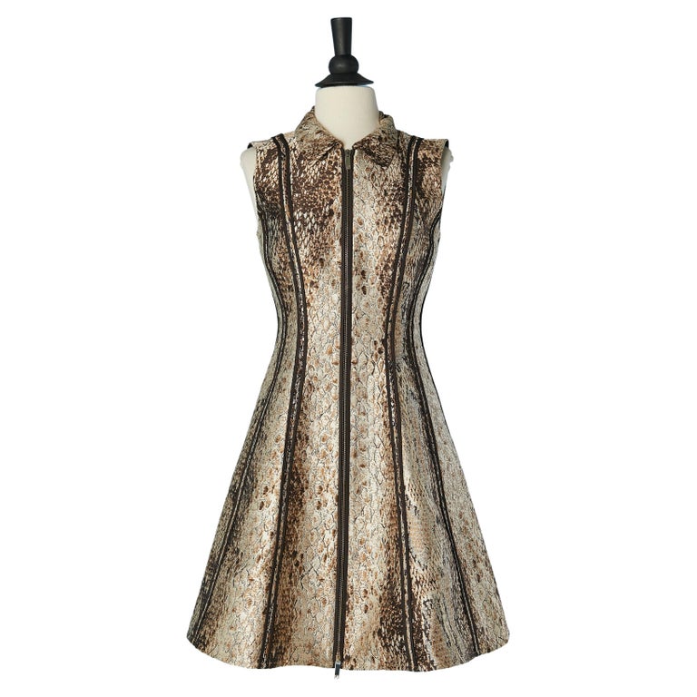 Inside out sleeveless cocktail dress with snake pattern CH Carolina Herrera