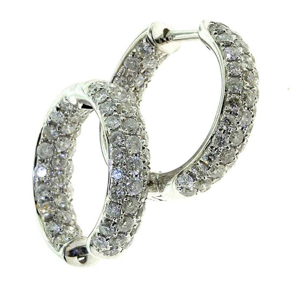Inside Out White Gold Diamond Hoop Earrings In Good Condition In Miami, FL