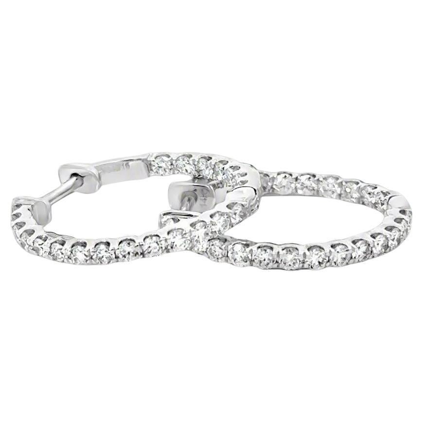 Boucles d
oreilles en or blanc 14K et diamant intérieur/extérieur en vente