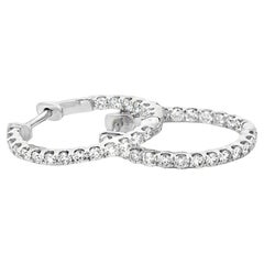 Inside/Outside Diamond and 14K White Gold Hoop Earrings