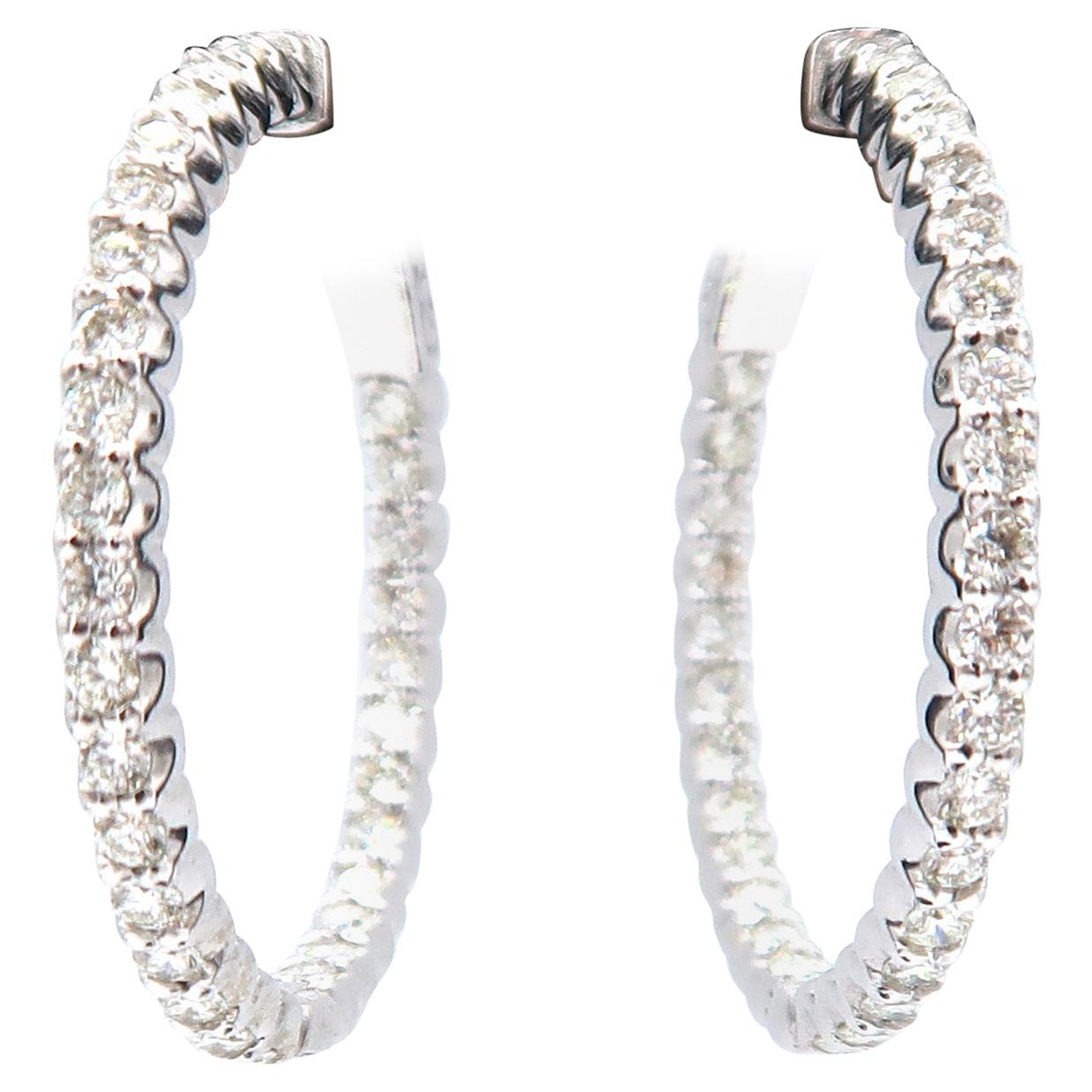 Inside Outside Diamond Hoop Earrings 18 Karat Gold