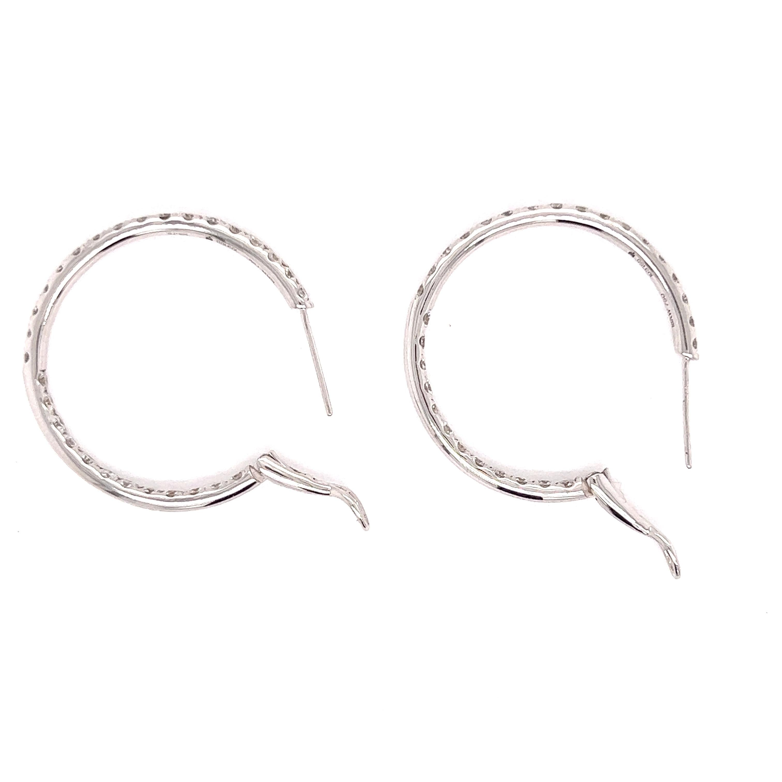 Round Cut Inside-Outside Diamond Hoop Earrings 2.67 Cttw