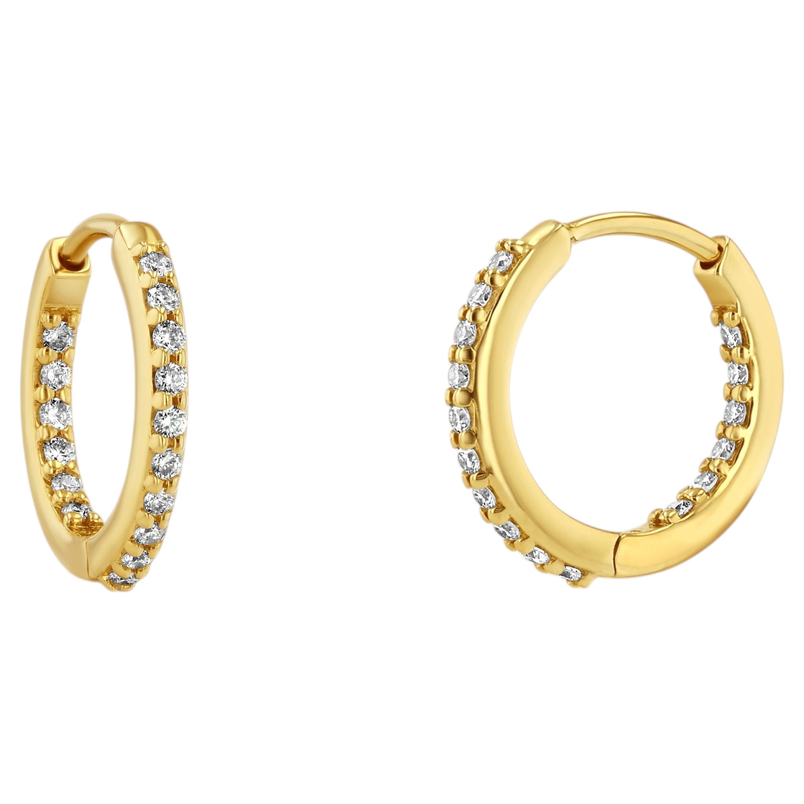 Inside Outside Diamond Huggie Hoops