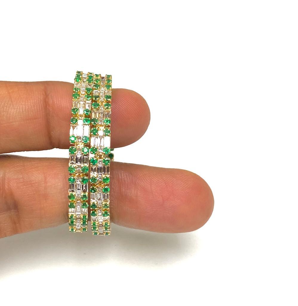 Emerald Cut Goshwara Inside-Outside  Emerald and Diamond Hoop Earrings For Sale