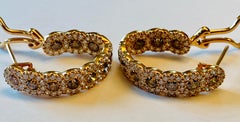 Inside/Outside Round 18 Karat Gold Champagne and White Diamond Hoop Earrings