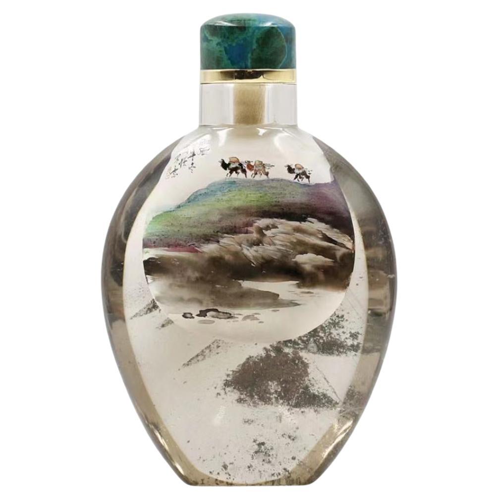 Inside Painted Crystal, "After Rain" Snuff Bottle by Fu Guoshun, 2014