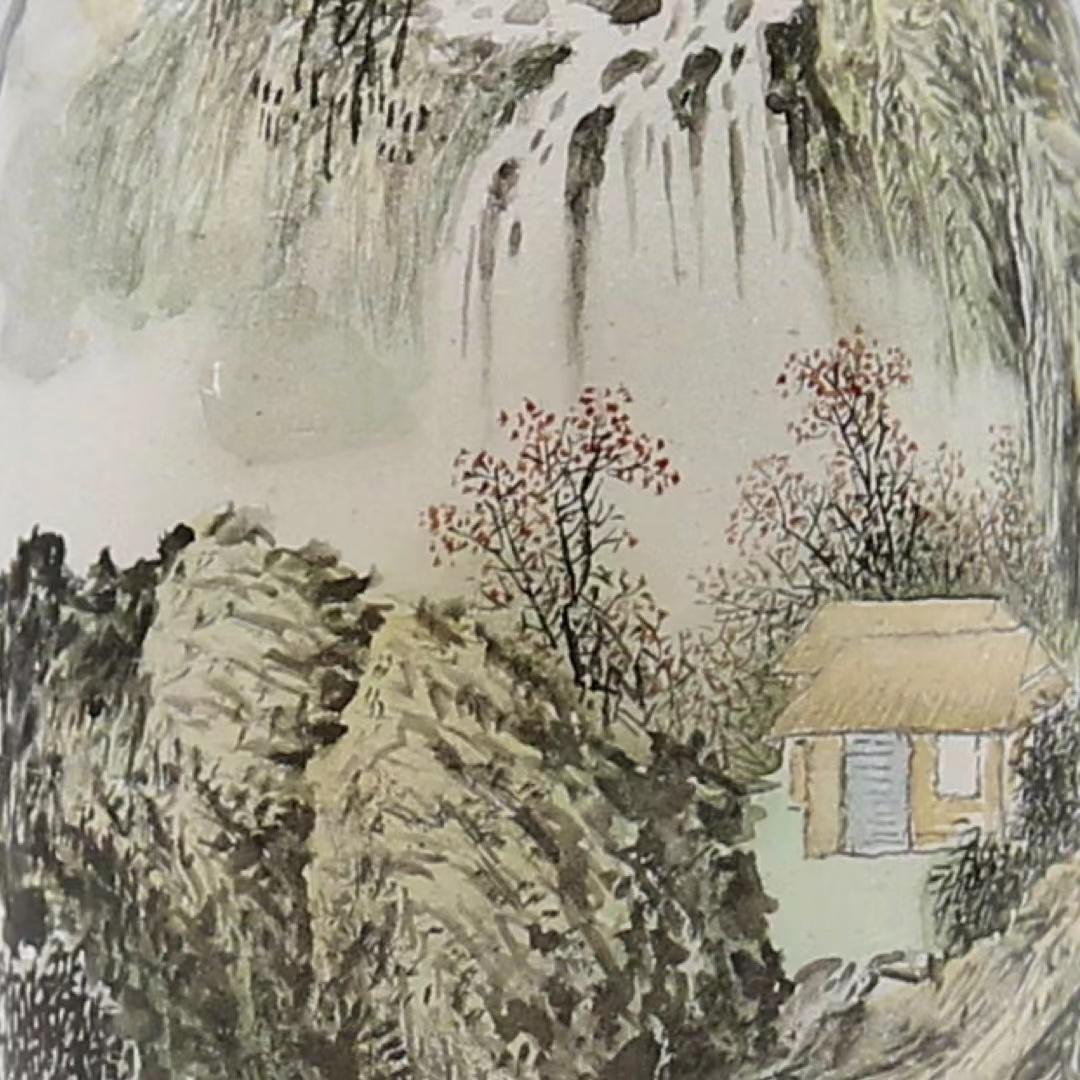 Fait main Tabatière « Paysage » en verre peint à l'intérieur, de Fu Guoshun, 1996 en vente