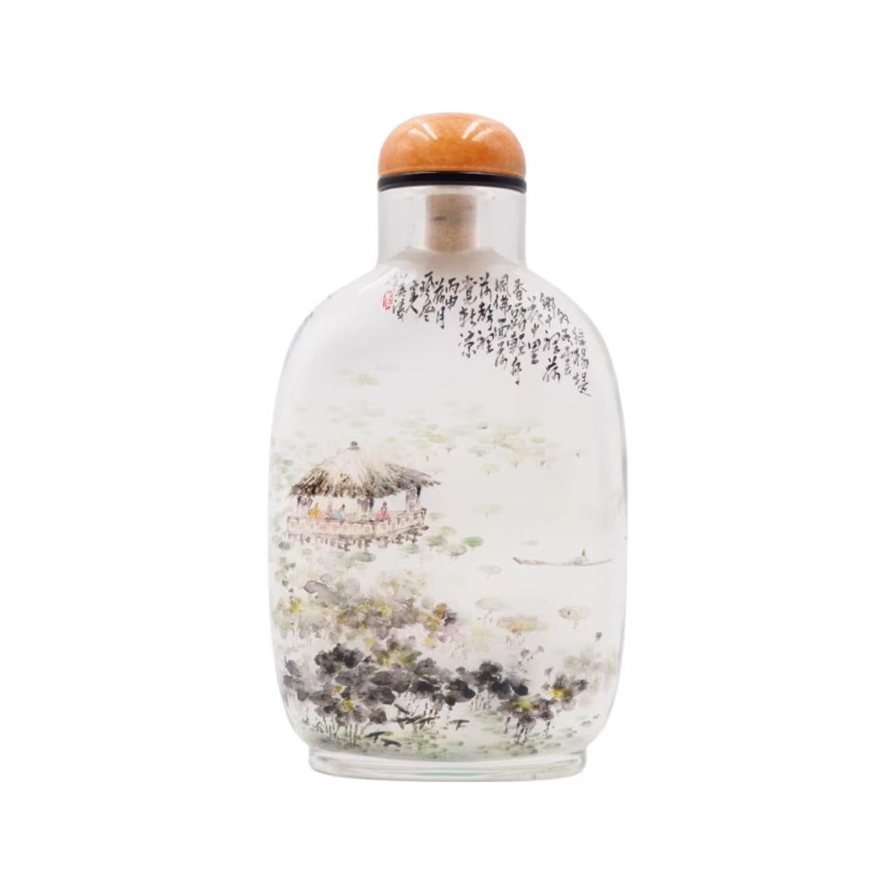 Schnupftabakflasche aus bemaltem Kristall, „Scholars in Jiangnan“ von Li Yingtao 2016 (Moderne) im Angebot