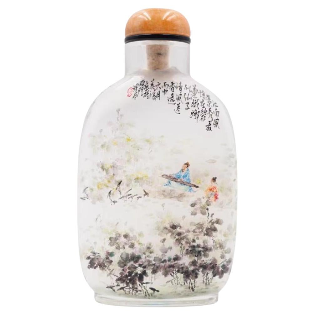 Schnupftabakflasche aus bemaltem Kristall, „Scholars in Jiangnan“ von Li Yingtao 2016 im Angebot