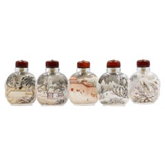 Inside Painted Snuff Bottles, Ten Pieces Snow Landscapes by Sun Sansong 1999