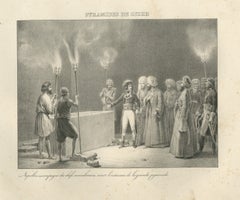 Inside the Great Pyramid of Giza, Egypt, Antique Madou Lithograph, 1827