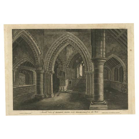 Inside View of Magdalen Chapel – Engraving of Medieval Gothic Interior, 1790