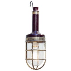 Inspection Lamp with Red Bakelite an Brass, circa 1950
