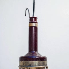 Inspektionslampe mit rotem Bakelit und Messing, um 1950