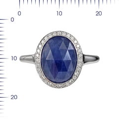 18 Karat Goldring mit blauem Saphir und weißem Diamant