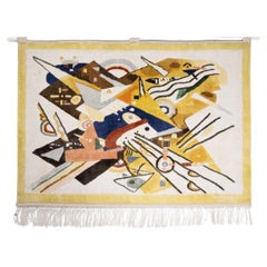 Tapisserie murale d'inspiration Wassily Kandinsky, laine, soie, années 1980