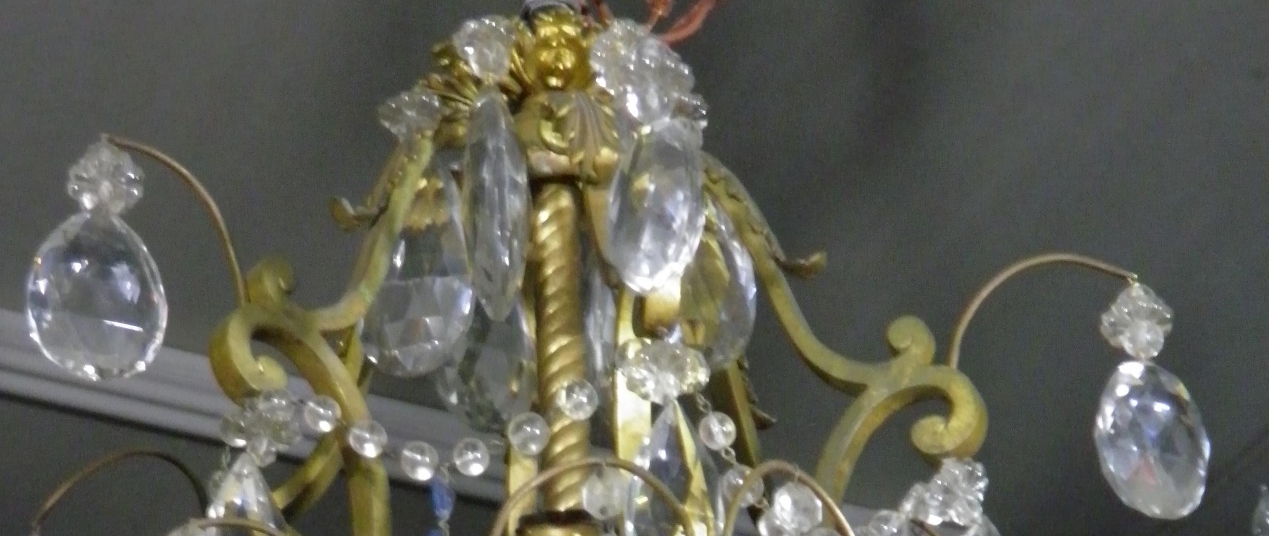 Beveled 1800s Cobalt Crystal Gilt Bronze Chandelier-Superb Unique w/ Famed Provenance