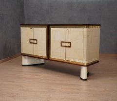 Inspired of Louis Vuitton Goatskin Glass and Brass Art Deco Sideboard, 1930