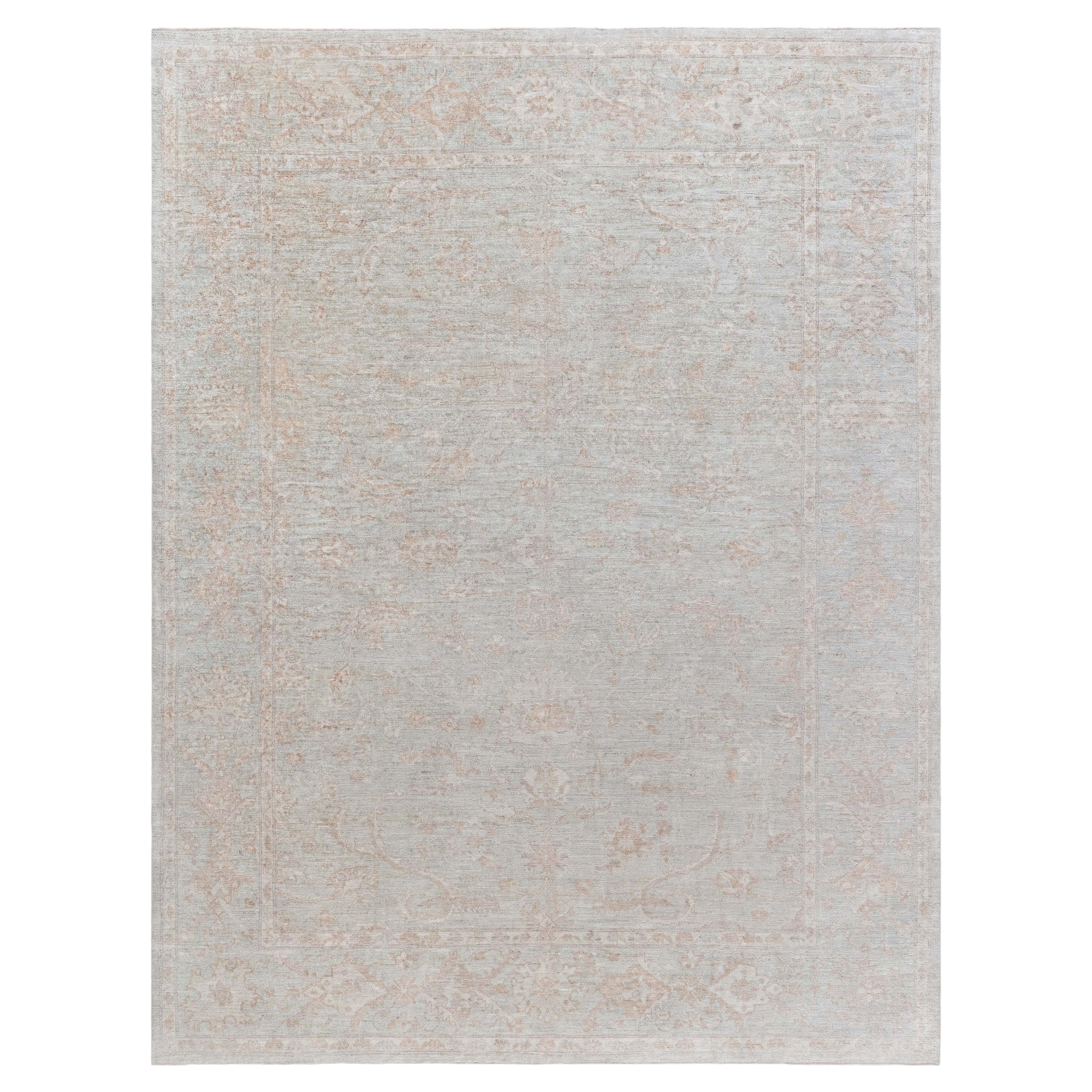 Inspired Traditional Rug Rose Pattern Gray With Beige "Rosaline"