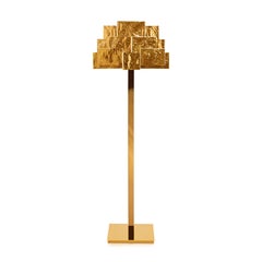 Geometric hammered brass, handmade Inspiring Trees floor lamp by InsidherLand