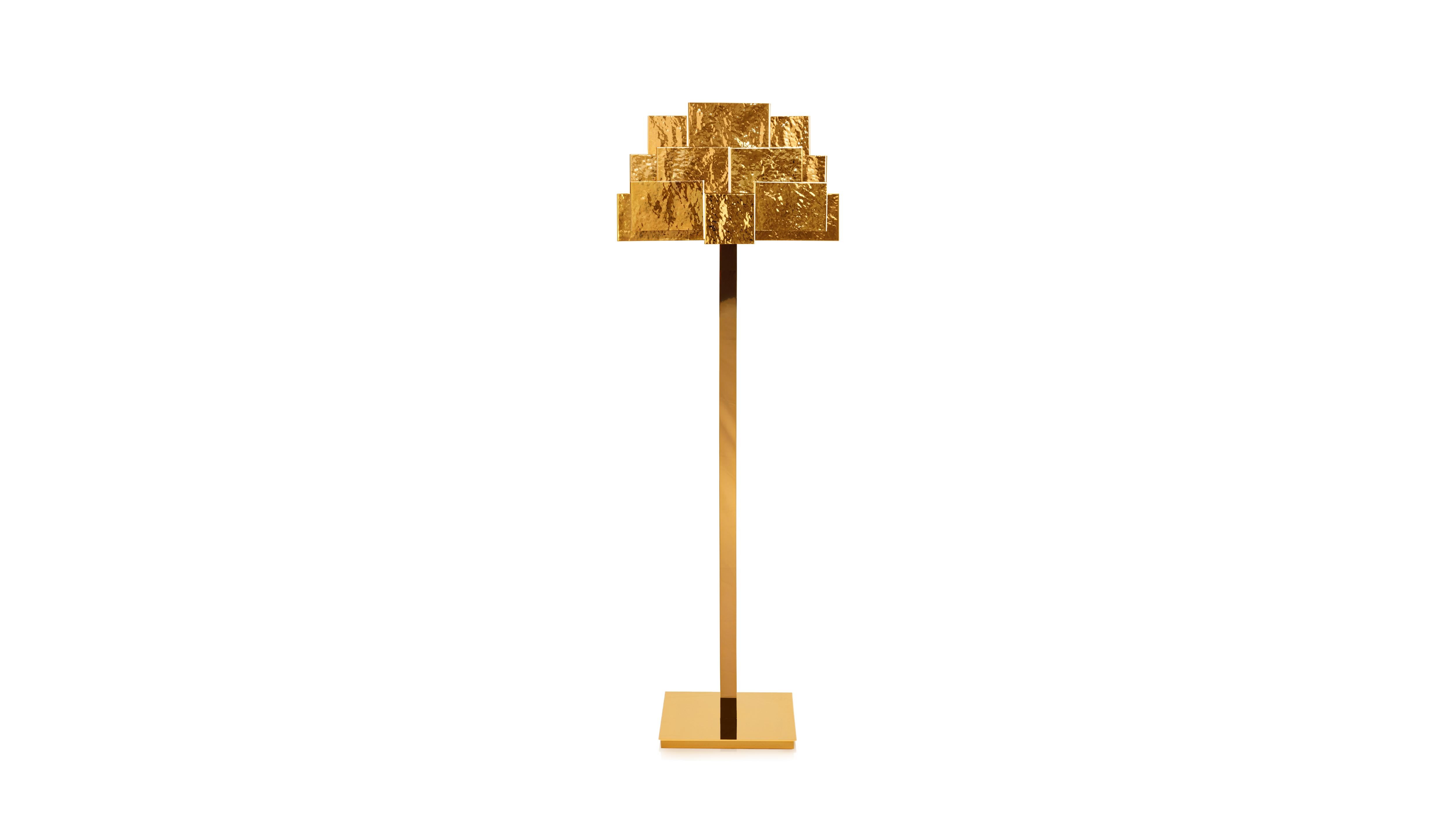 Inspiring Trees Hammered Golden Brass Floor Lamp by InsidherLand
Dimensions: D 42 x W 53 x H 160 cm.
Materials: hammered brass with golden bath, polished brass with golden bath.
24 kg.
Available in other metals.

Inspiring Trees is the essence of a
