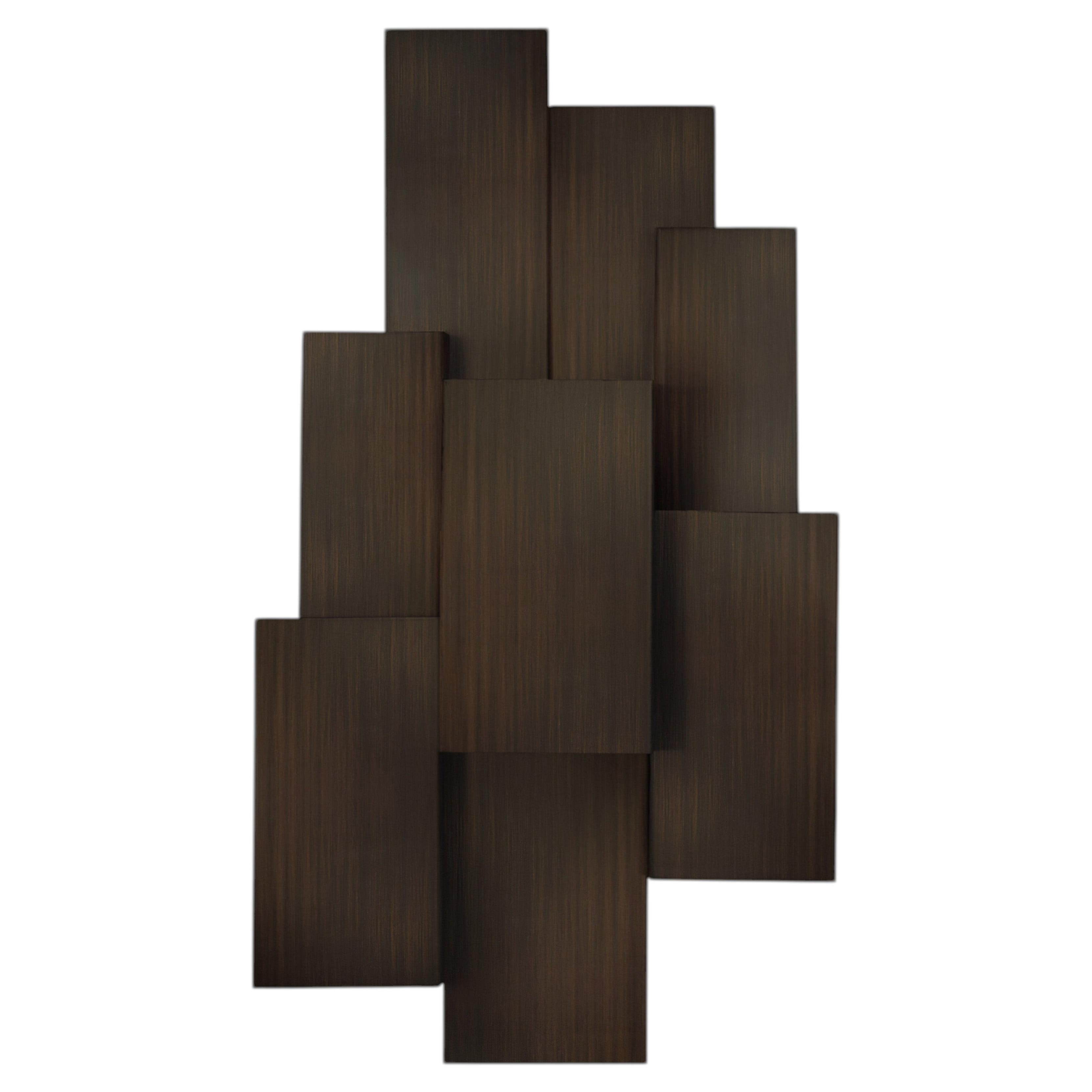 Geometric dark bronzed brushed brass Inspiring Trees L wall lamp by InsidherLand For Sale