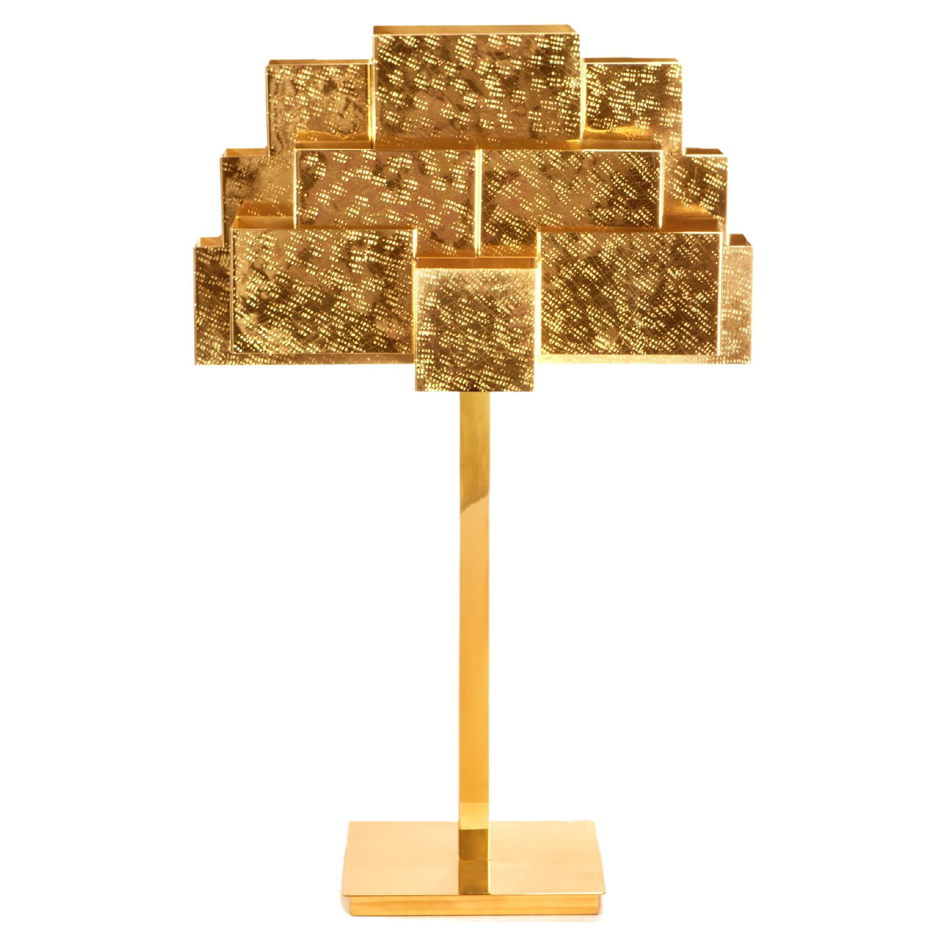 Lampe de bureau inspirante en forme de arbres, laiton piqué, InsidherLand de Joana Santos Barbosa en vente