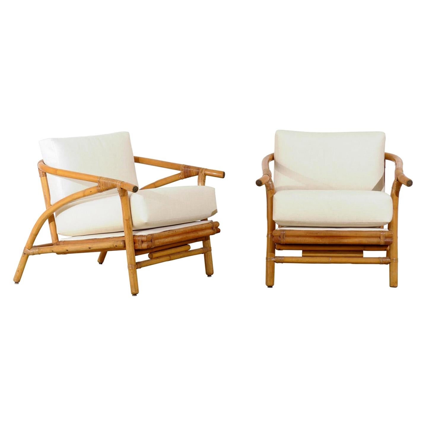 Install Ready Stylish Pair of Modern Loungers by Ficks Reed, circa 1965