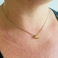 Sculptural Form Contemporary Necklace 14K Gold with Wheat Chain