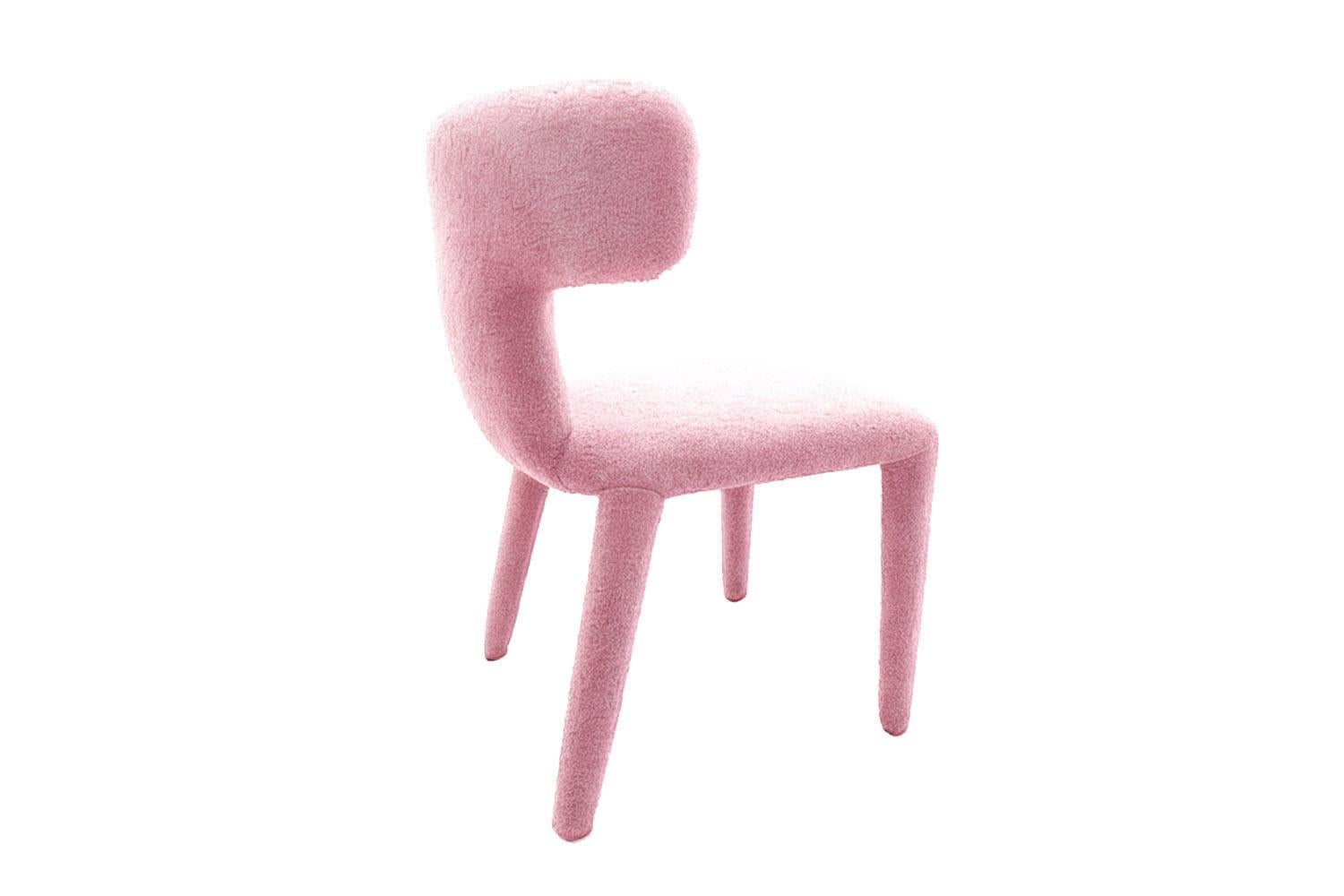 Spanish Instinto Dining Chair Pink Bouclé For Sale