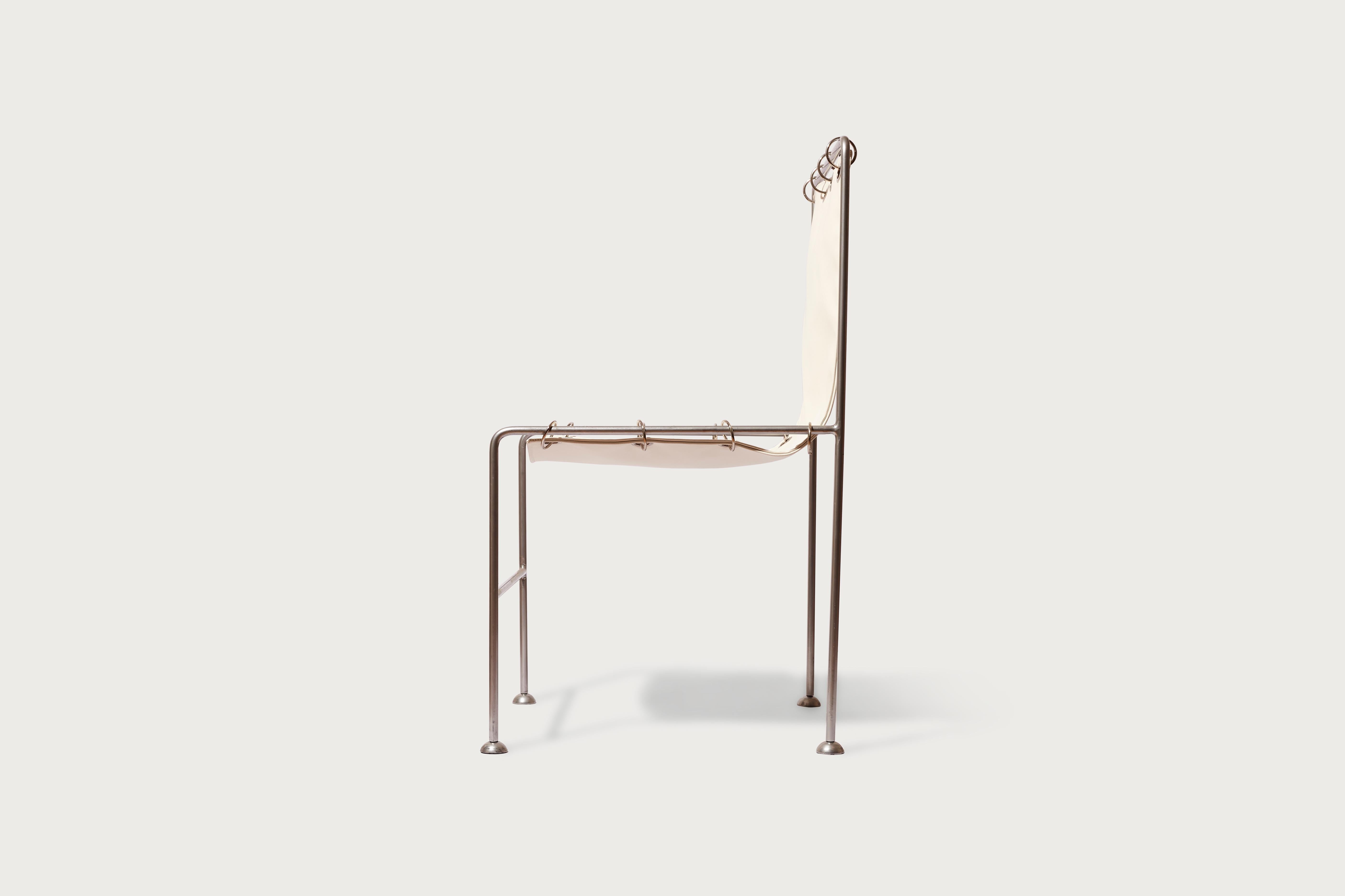 Post-Modern Institution Sculptural Chair, White Lamb Leather For Sale