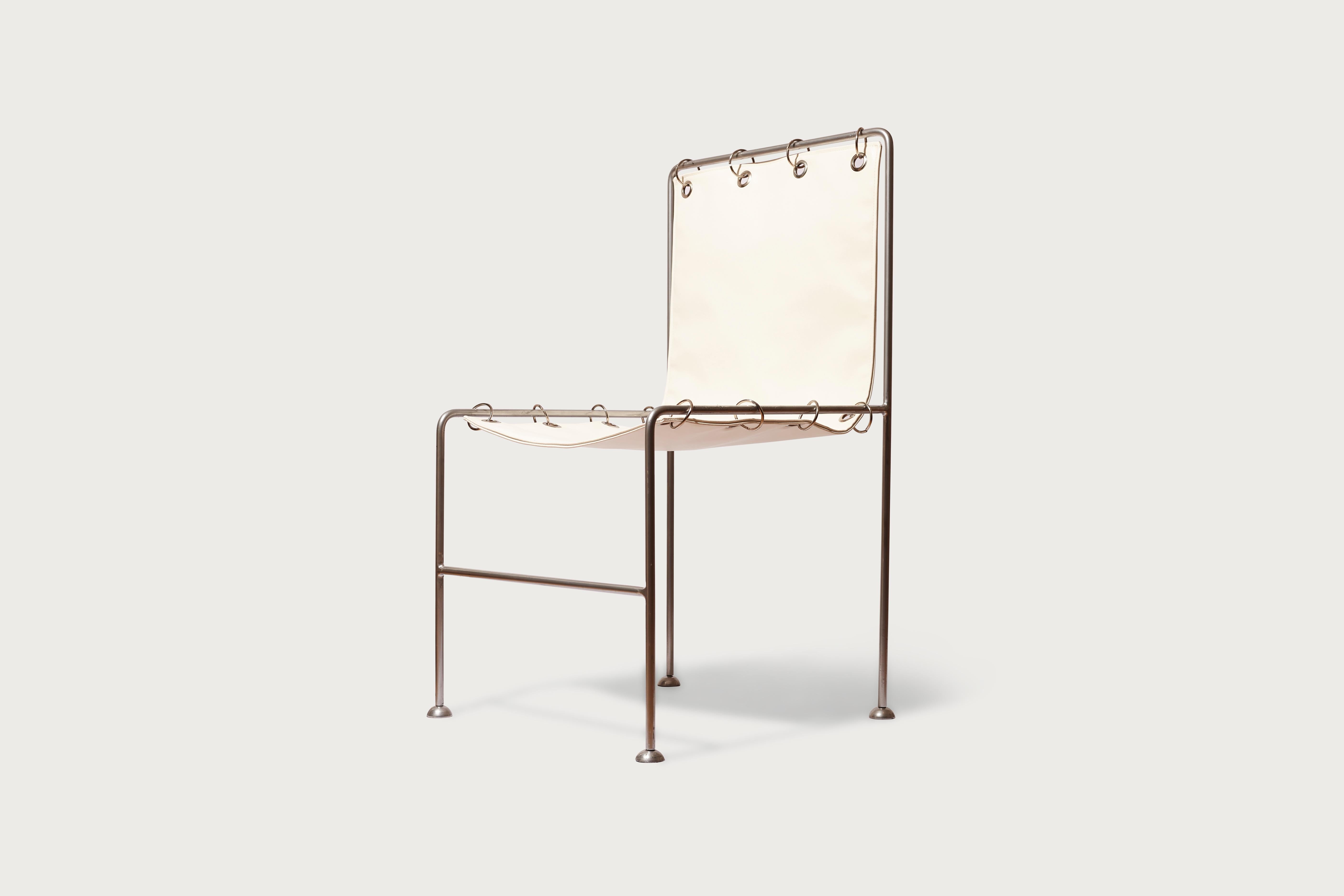 Institution Sculptural Chair, White Lamb Leather For Sale 1