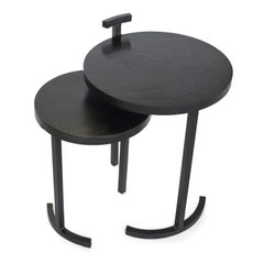 Instock Nesting Beistelltisch Set Modern Zeitgenössisch Runder Tisch Geschwärzter Stahl