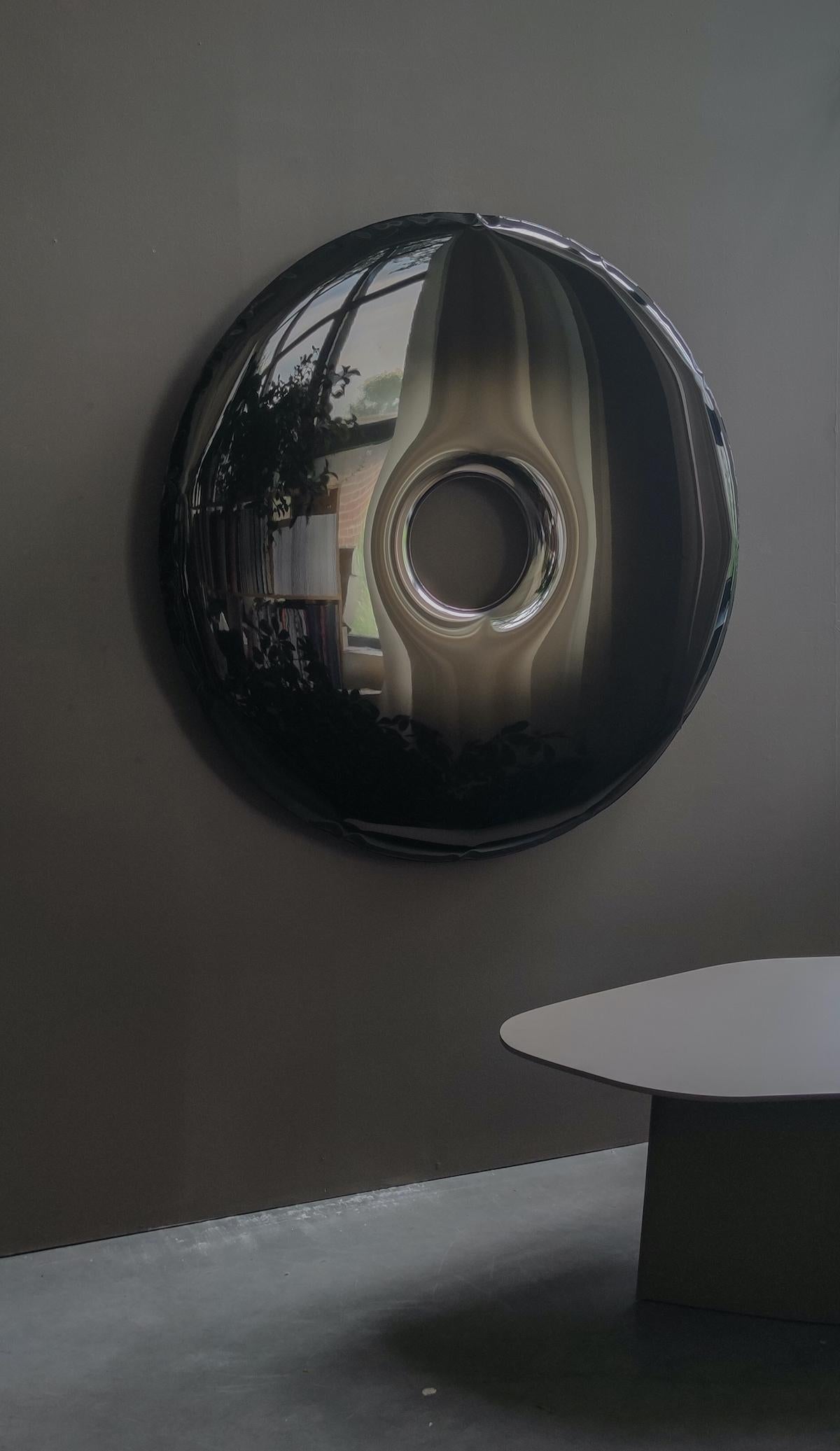 InStock Espejo de Pared de Acero Inoxidable Pulido Color Mate Oscuro Rondo 95 by Zieta Polaco en venta