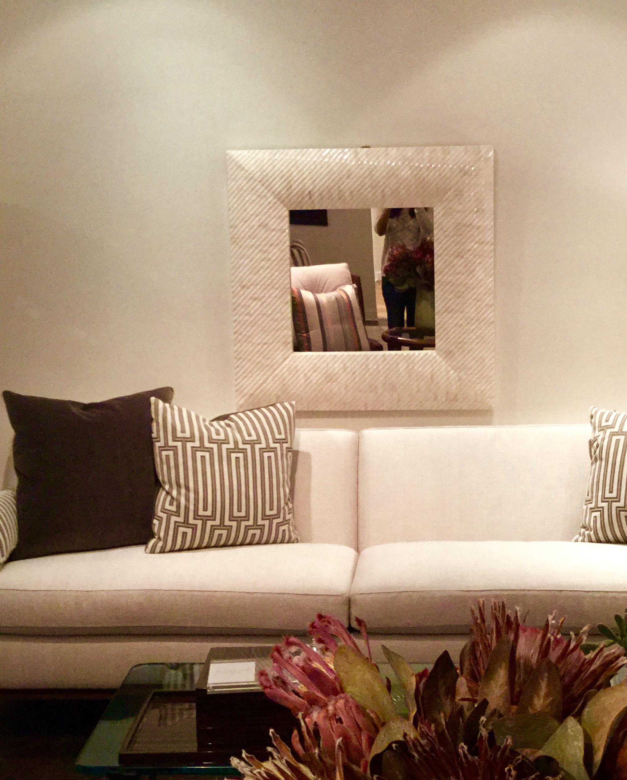Hand-Carved Instock Square Mirror Made with Carved Bone, Aspire Mirror For Sale