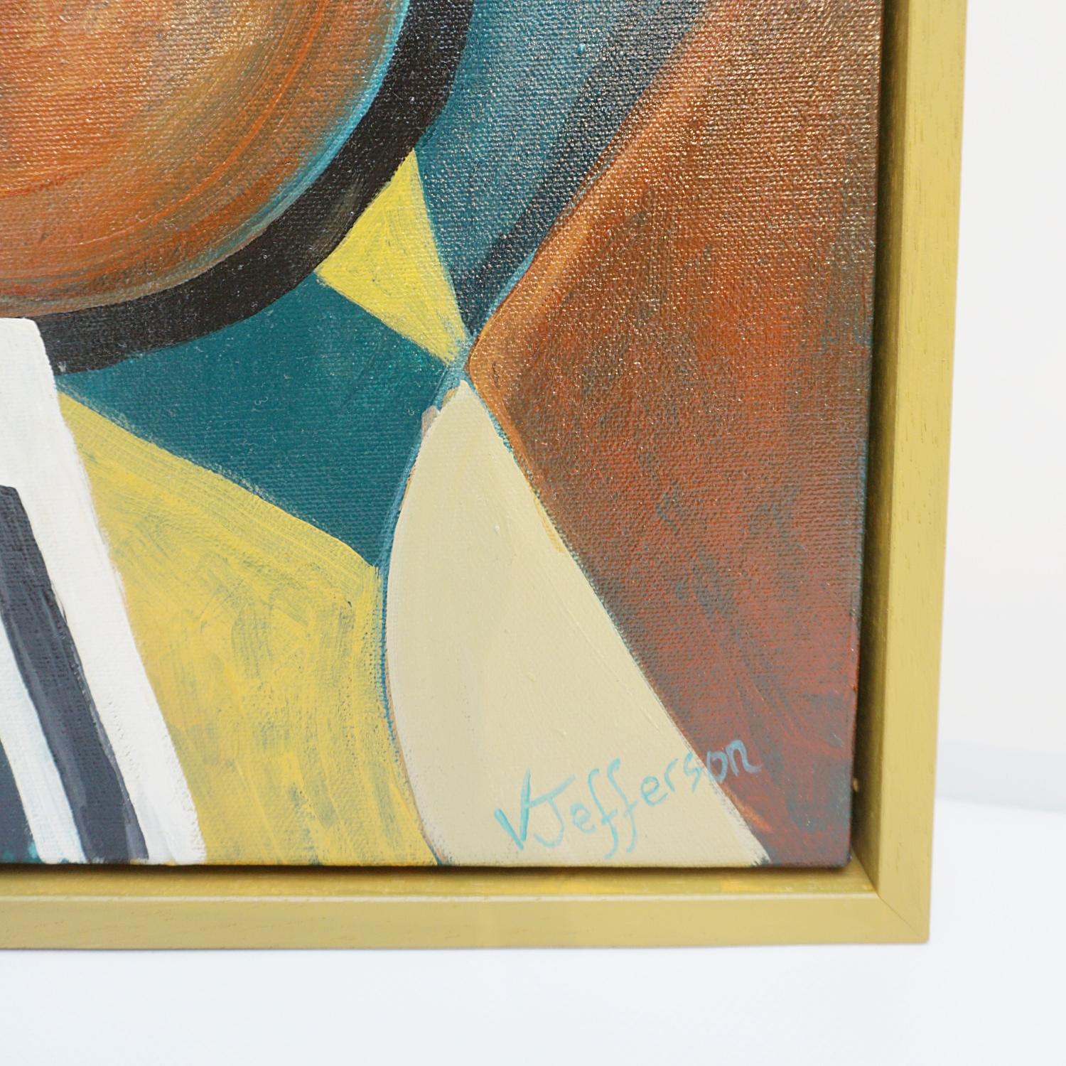 „Instrument“ Zeitgenössisches Gemälde im Art-déco-Stil von Vera Jefferson im Zustand „Hervorragend“ im Angebot in Forest Row, East Sussex