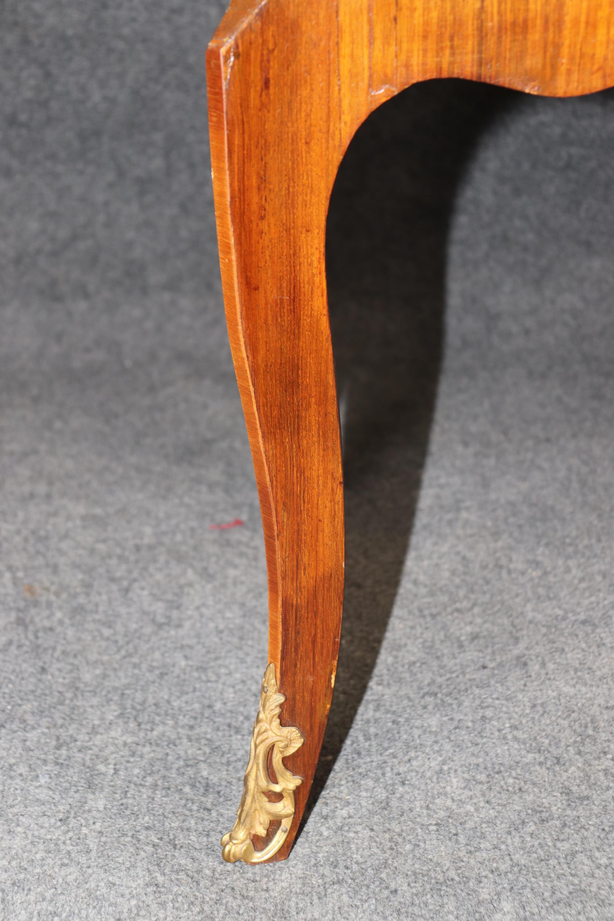 Instrumental Inlaid Kingwood and Satinwood Marble Top French Louis XV Commode For Sale 12