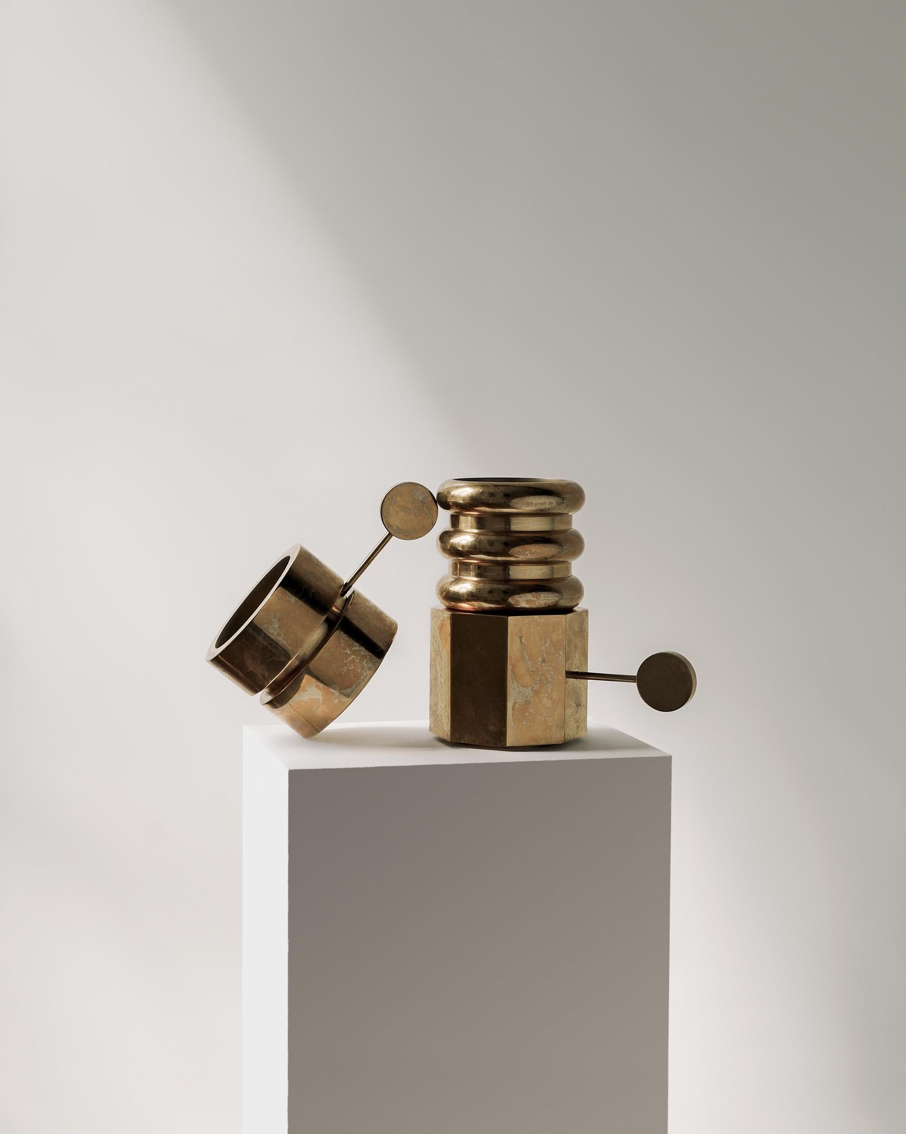 Post-Modern Instruments Brass Candlerholder Set by Homefolks