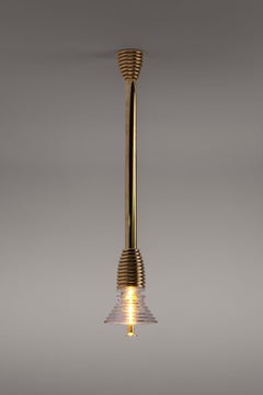 Insulator A Frosted Glass and Polished Brass Pendant Light by Novocastrian